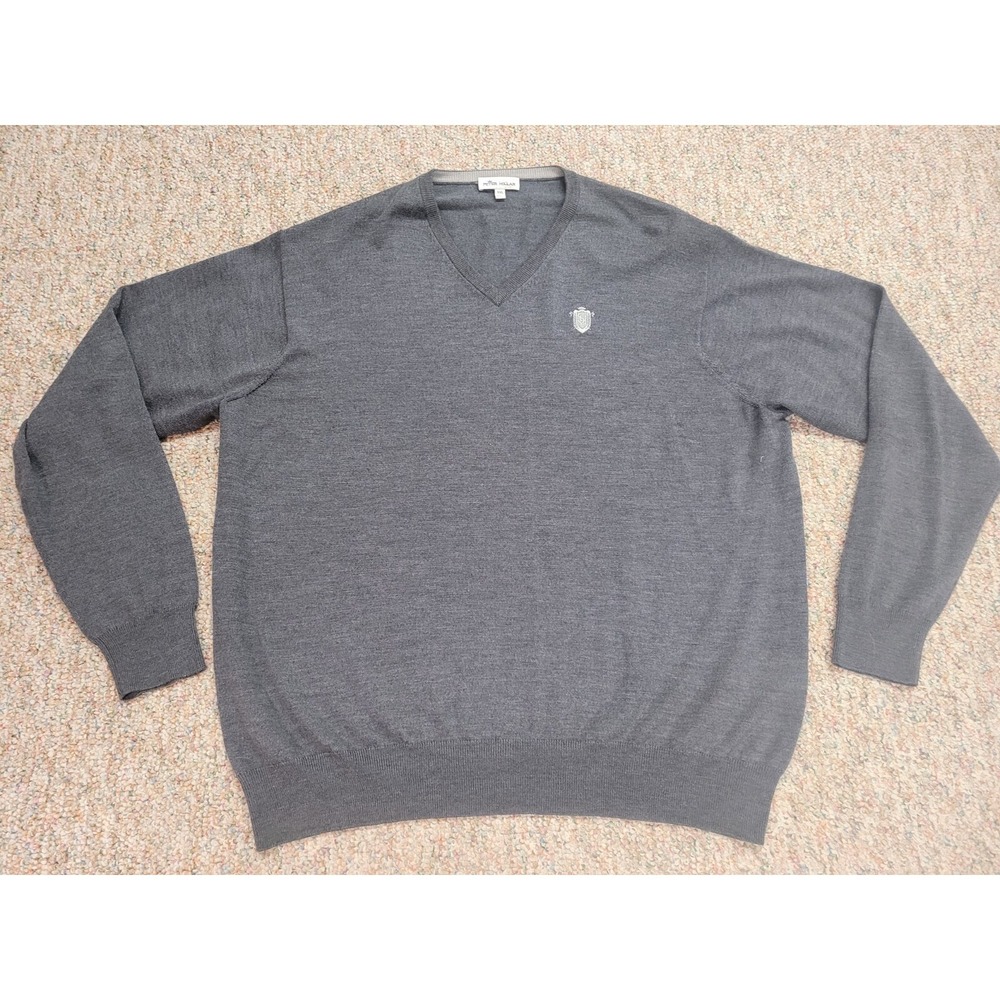 Peter Millar Crown Crafted Sweater Mens 2XL Gray V-Neck South Hills Golf‎ Course